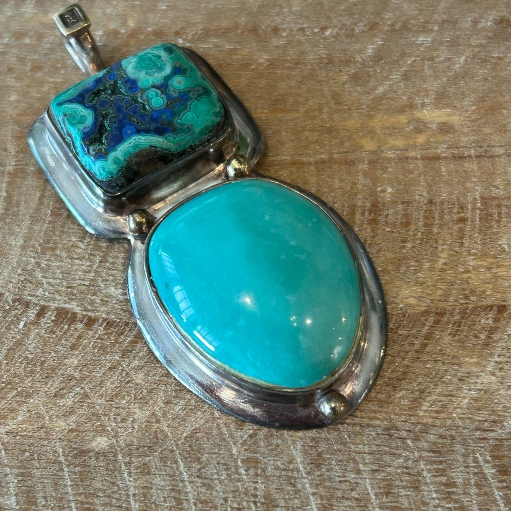 Sterling silver 925 turquoise pendant BoHo Southwestern XVN jewelry pendant only - Picture 2 of 9